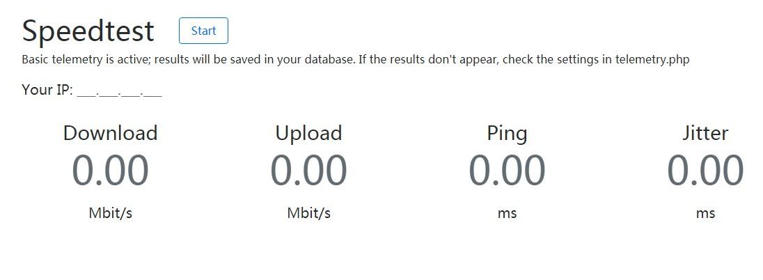 Speed test interface