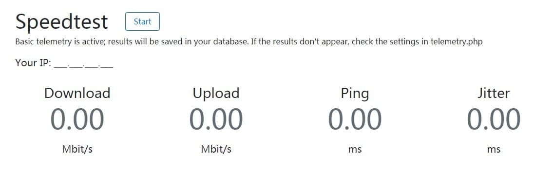 Speed test interface